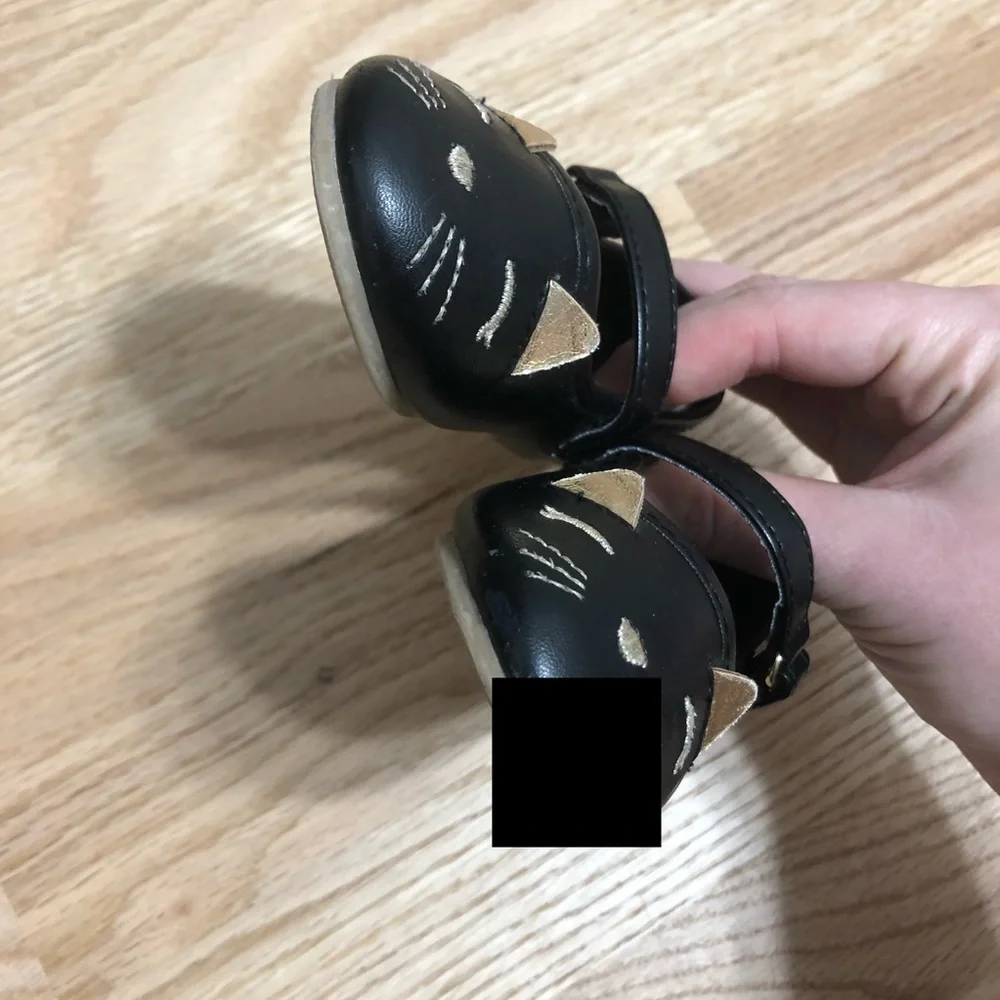 Gymboree Cat Flats Sz 5 Black Gold